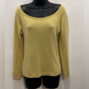 BCBGMaxAzria Women’s Off-Shoulder Green 100% Cashmere Sweater - Size M -VNTG EUC